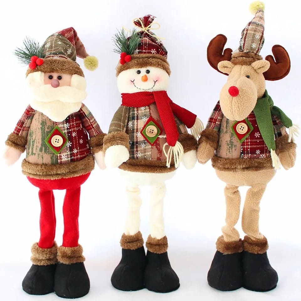 Muñecos de peluche de Papá Noel, muñeco de nieve, Reno,decoracion navideña.