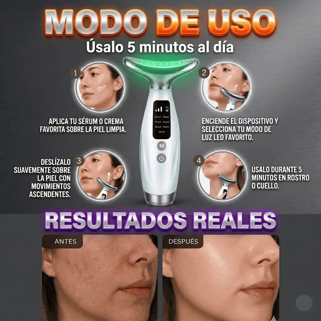 Masajeador Facial 7 en 1 Luz Pulsada – Piel Más Joven y Radiante