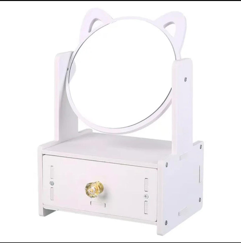 ESPEJO CON ORGANIZADOR Y OREJITAS DE GATO