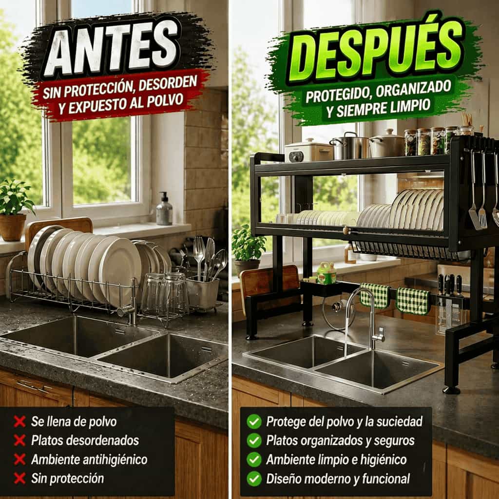 Escurridor de Platos con Tapa Acrílica